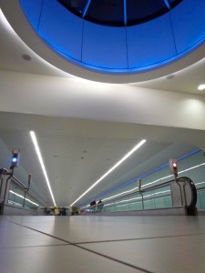 Gatwick Airport: Hallway with Blue Skylight