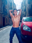 Asian guy with great physique in street
