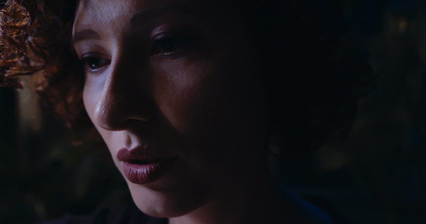 close up of a girl's face at night from a short film