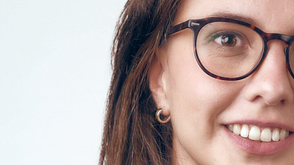 half a female face, closeup