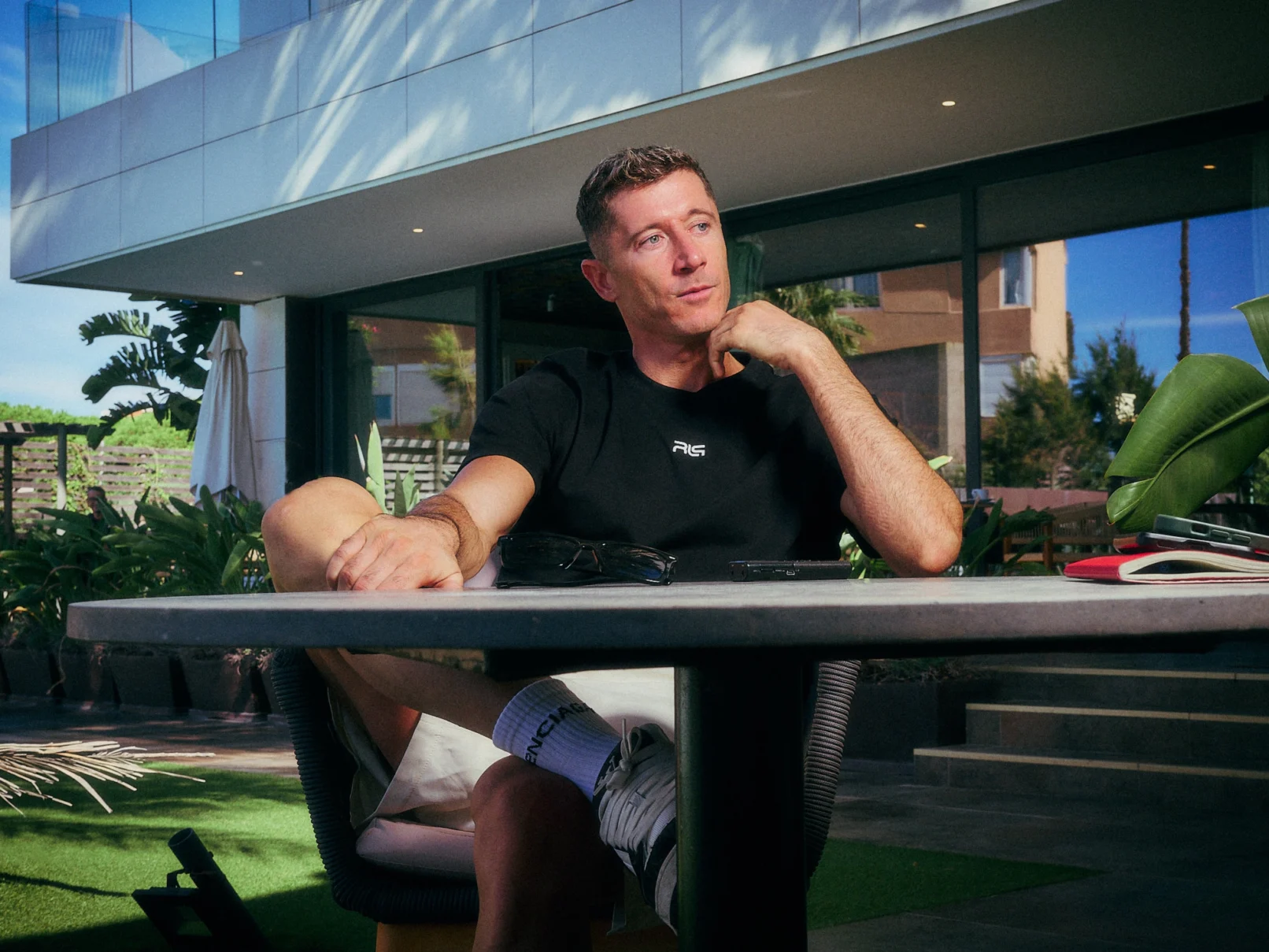 Robert Lewandowski at Playa Grande resort sat outside for The Times