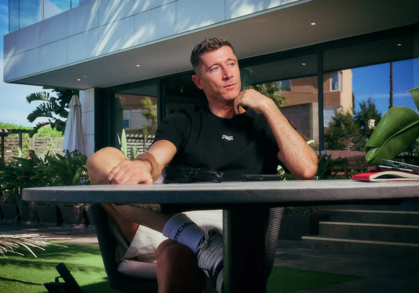 Robert Lewandowski at Playa Grande resort sat outside for The Times