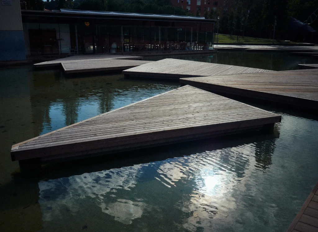 Nou Barris municipal building with water