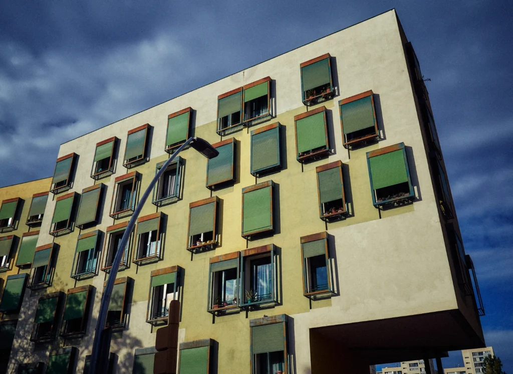 Nou Barris modern building green colour