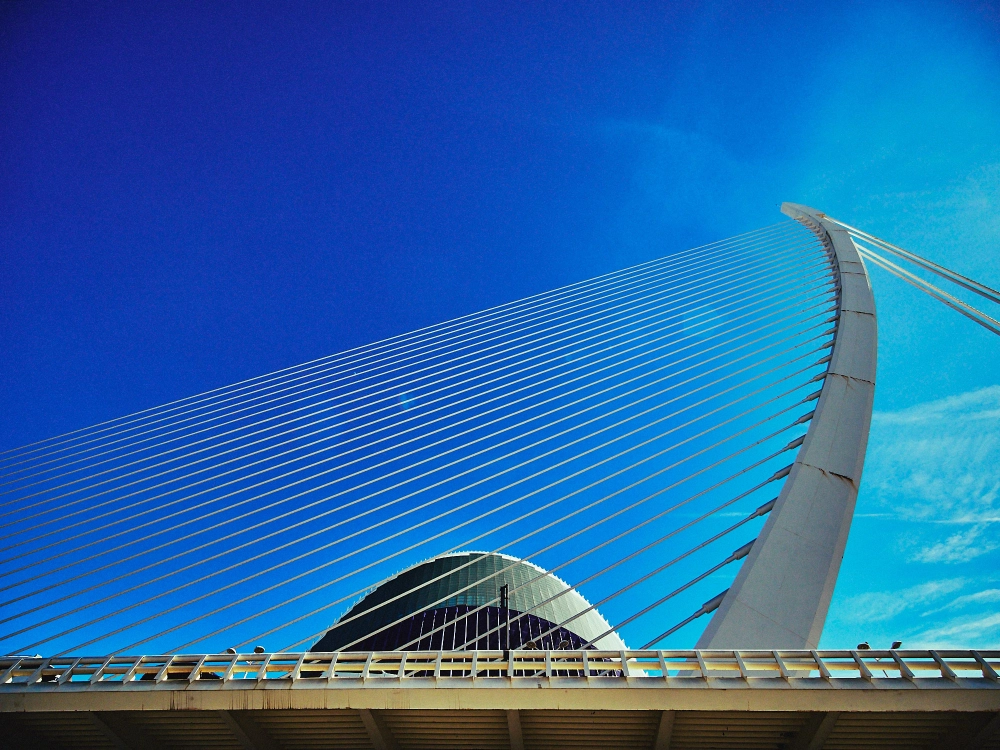 Modern cultural complex architecture at the City of Arts and Sciences in Valencia Spain.