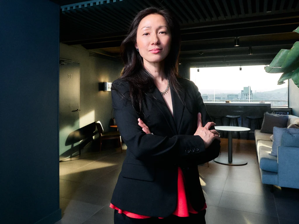 Professional executive portrait with soft studio lighting in Barcelona.