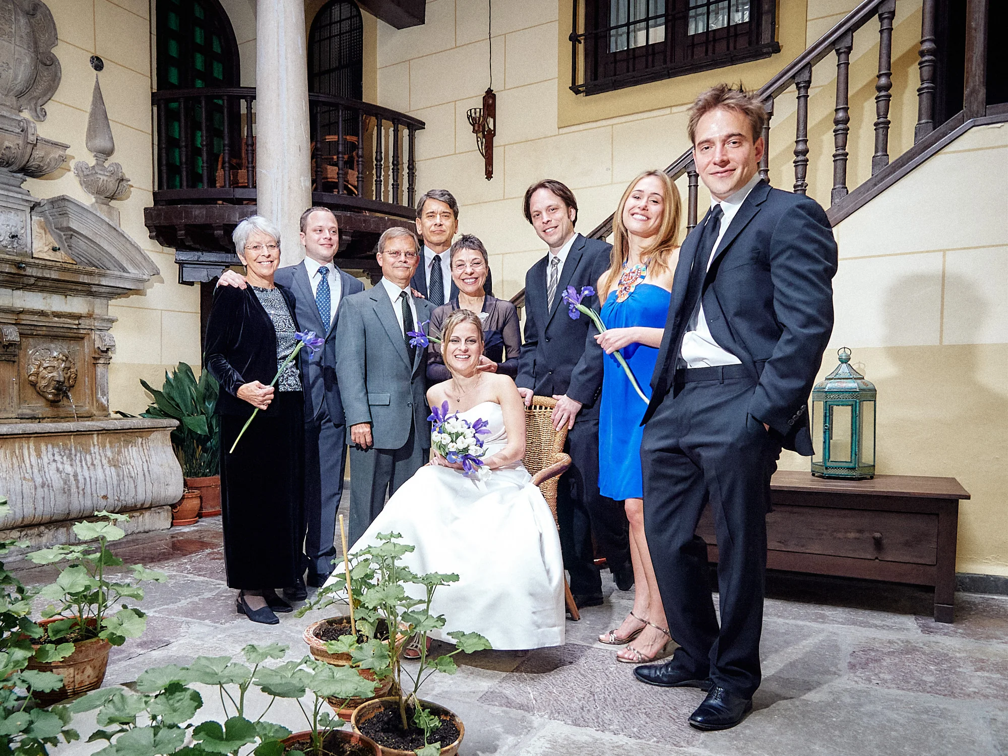 Drea & Brian Granada Wedding – Family Portrait Drea and Brian with their family and friends at their Granada wedding