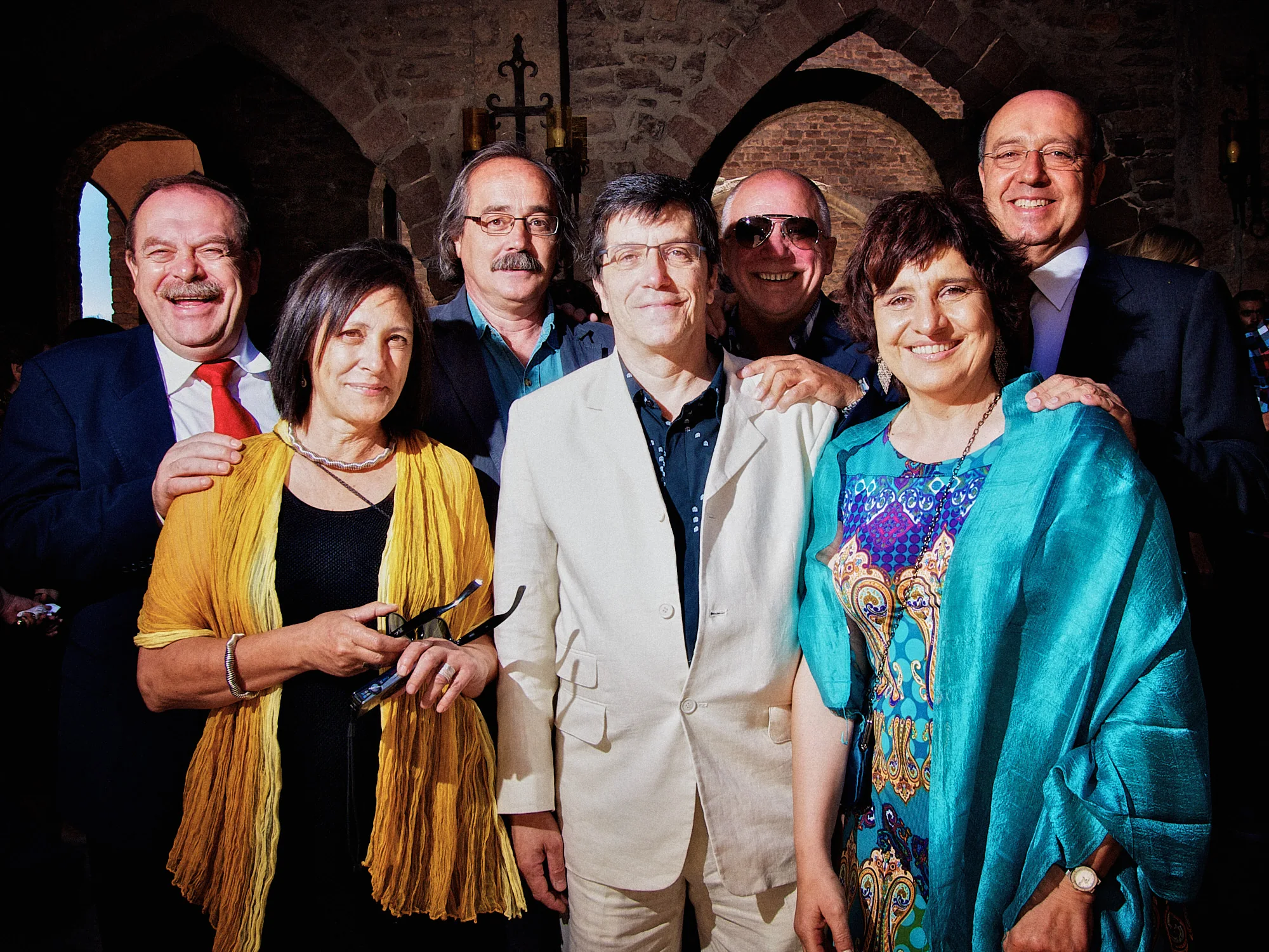 Emily & Regis Cardona Wedding – Castle Guests Emily and Regis with their wedding guests at Parador de Cardona