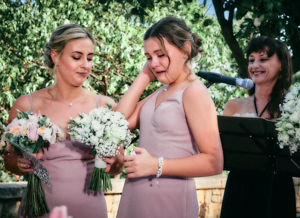 Jade and a bridesmaid holding bouquets at the Miramar Hotel wedding