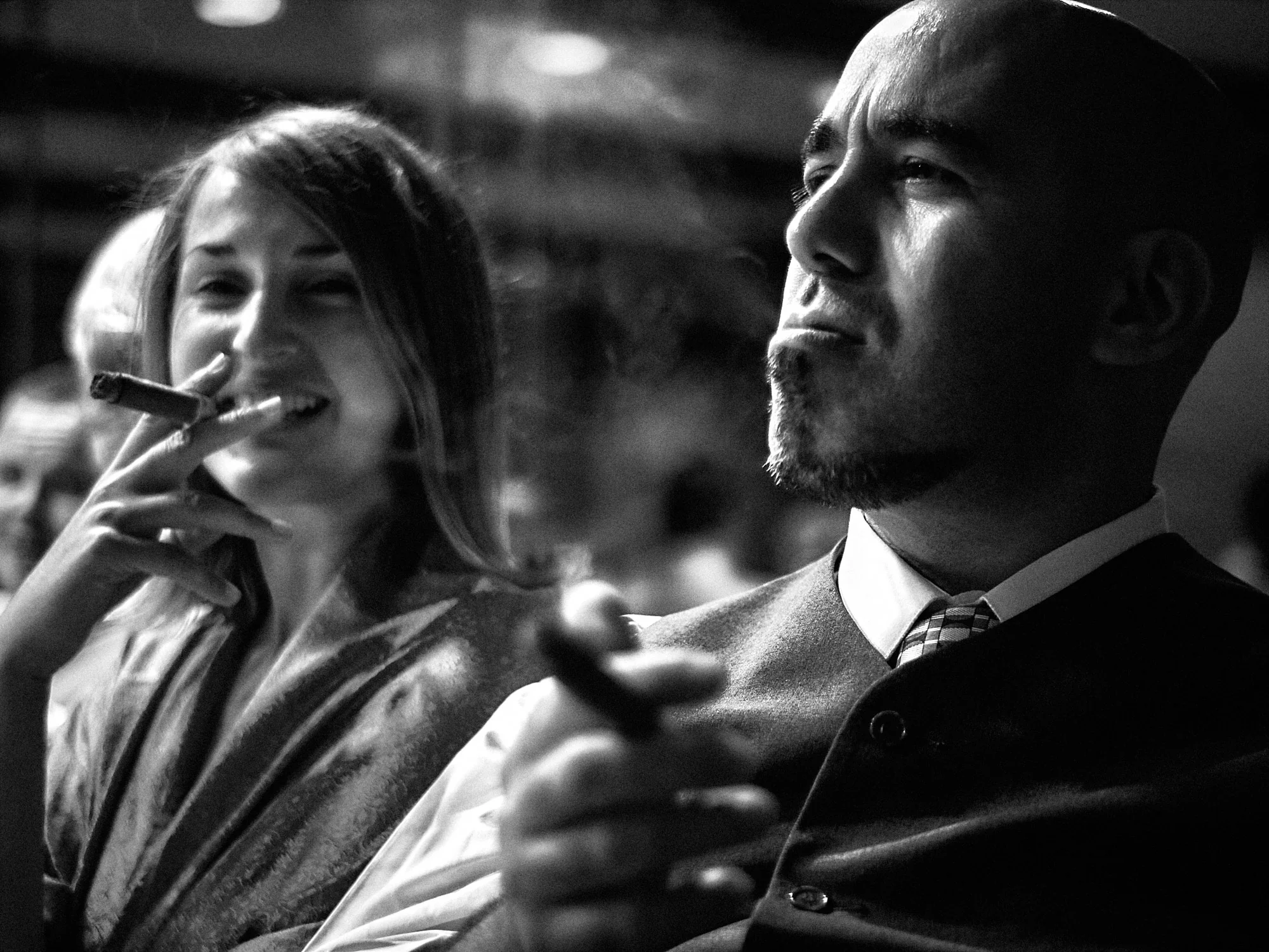 Jose and Kristy’s Barcelona Wedding – Reception Toast Wedding guests sharing a moment over drinks at the Barcelona reception