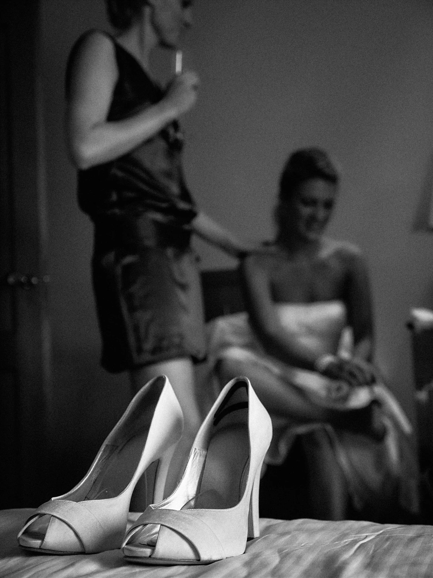 Jose and Kristy’s Barcelona Wedding – Bridal Shoes Wedding shoes beside the bride during preparations for her Barcelona wedding